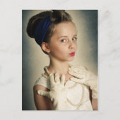 Vintages Retro-Mädchen Postkarte (Vorderseite)