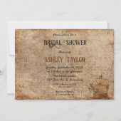 Vintages Retro Map Sailboat Klassisches Brautparty Einladung (Vorderseite)