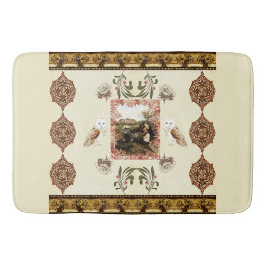 Vintages Retro mit Spitzen und Blume auftragen Badematte (Vorderseite)