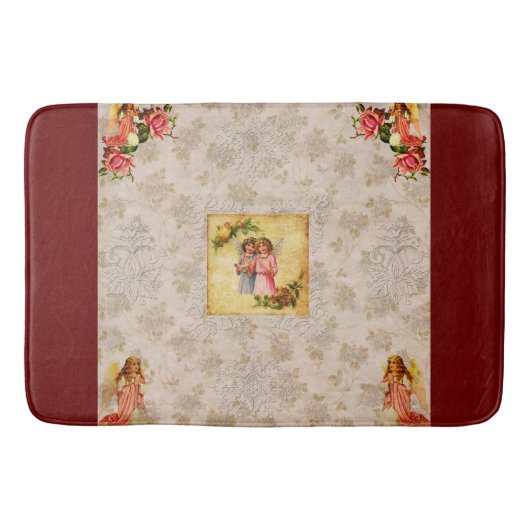 Vintages Retro mit Spitzen und Blume auftragen Badematte (Vorderseite)