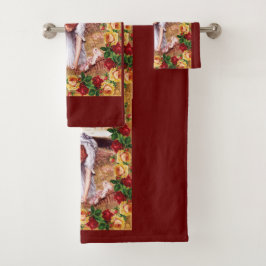 Vintages Retro mit Spitzen und Blume auftragen Badhandtuch Set