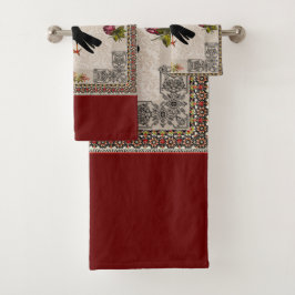 Vintages Retro mit Spitzen und Blume auftragen Badhandtuch Set