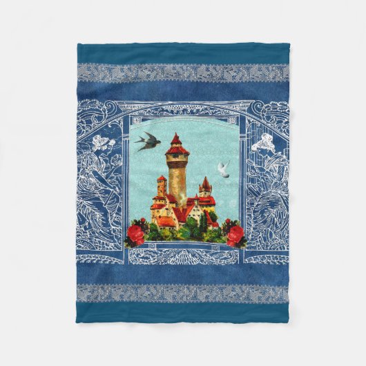 Vintages Retro mit Spitzen und Blume auftragen Fleecedecke (Vorderseite)