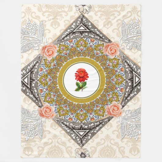 Vintages Retro mit Spitzen und Blume auftragen Fleecedecke (Vorderseite)