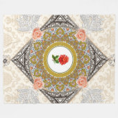 Vintages Retro mit Spitzen und Blume auftragen Fleecedecke (Vorderseite (Horizontal))