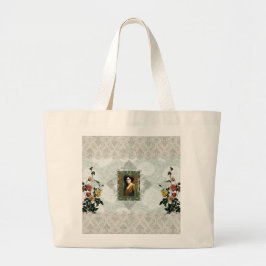 Vintages Retro mit Spitzen und Blume auftragen Jumbo Stoffbeutel