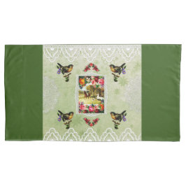 Vintages Retro mit Spitzen und Blume auftragen Kissenbezug