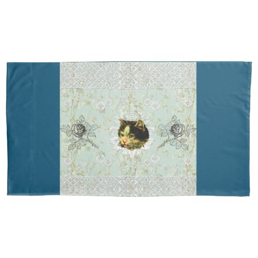 Vintages Retro mit Spitzen und Blume auftragen Kissenbezug (Vorderseite)