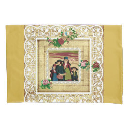 Vintages Retro mit Spitzen und Blume auftragen Kissenbezug