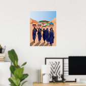 Vintages Retro mit Spitzen und Blume auftragen Poster (Heimbüro)