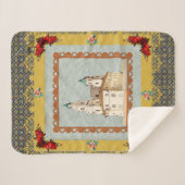 Vintages Retro mit Spitzen und Blume auftragen Sherpadecke (Vorderseite (Horizontal))