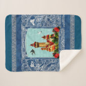 Vintages Retro mit Spitzen und Blume auftragen Sherpadecke (Vorderseite (Horizontal))