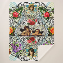 Vintages Retro mit Spitzen und Blume auftragen Sherpadecke