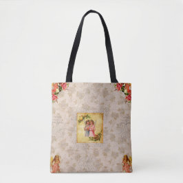 Vintages Retro mit Spitzen und Blume auftragen Tasche