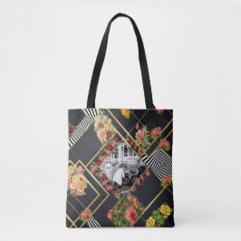 Vintages Retro mit Spitzen und Blume auftragen Tasche