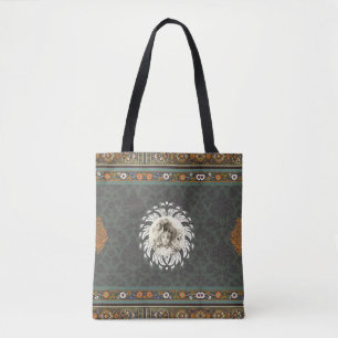 Vintages Retro mit Spitzen und Blume auftragen Tasche