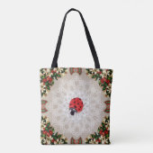 Vintages Retro mit Spitzen und Blume auftragen Tasche (Rückseite)