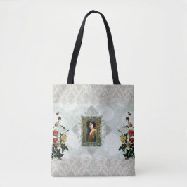 Vintages Retro mit Spitzen und Blume auftragen Tasche