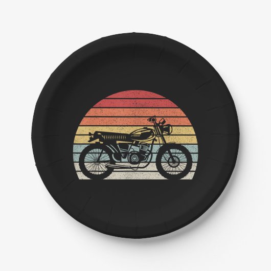 Vintages Retro-Motorrad Pappteller (Vorderseite)