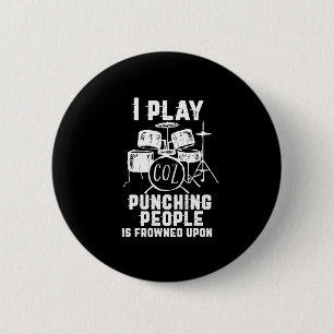Vintages Retro Music Band Drummer I Play Drum Button