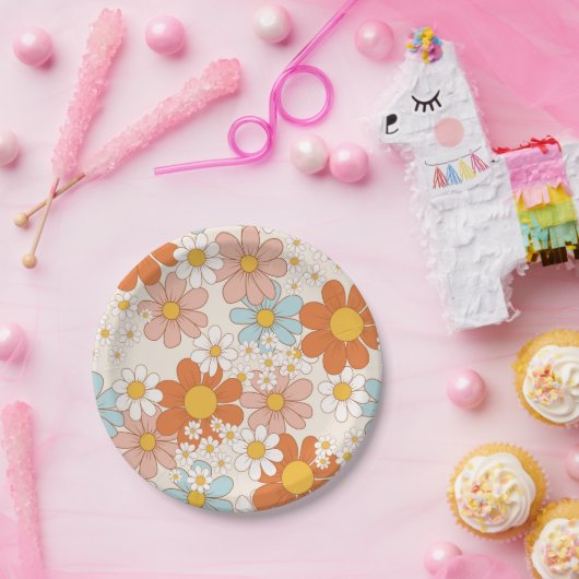 Vintages Retro-Muster Pappteller (Party)