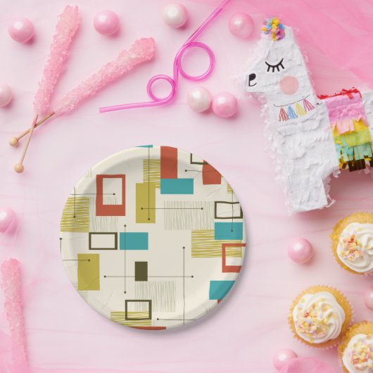 Vintages Retro-Muster Pappteller (Party)