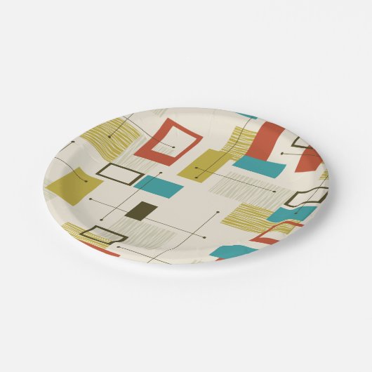 Vintages Retro-Muster Pappteller (Schrägansicht)