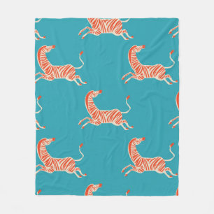 Vintages Retro-Neonfarben Zebra-Illustrationsmotiv Fleecedecke