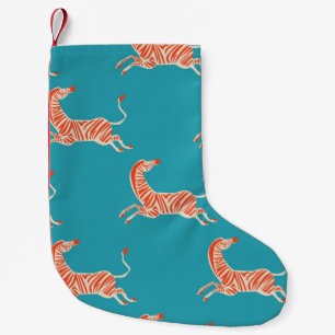 Vintages Retro-Neonfarben Zebra-Illustrationsmotiv Kleiner Weihnachtsstrumpf