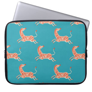 Vintages Retro-Neonfarben Zebra-Illustrationsmotiv Laptopschutzhülle
