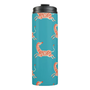 Vintages Retro-Neonfarben Zebra-Illustrationsmotiv Thermosbecher