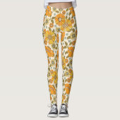 Vintages Retro-Orangefarbenes Muster Leggings (Vorderseite)
