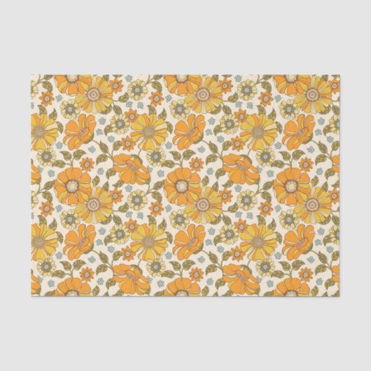 Vintages Retro-Orangefarbenes Muster Seidenpapier (Vorderseite)