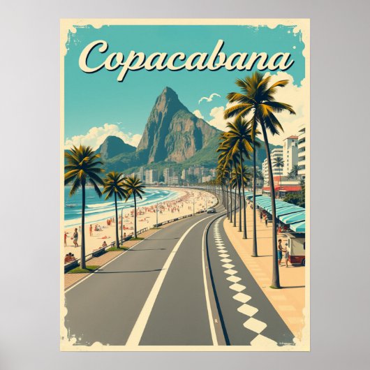 Vintages Retro-Reiseplakat - Copacabana Beach Poster (Vorne)