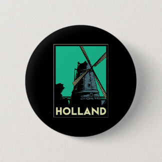Vintages retro Reiseplakat des Holland-Kunst-Dekos Button