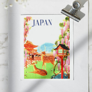 Vintages Retro-Reiseposter der 30er Jahre Deer Jap Postkarte