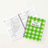 Vintages Retro Rezept Buch. | Green Gingham Karier Notizblock (Innenseite)