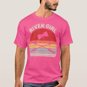 Vintages Retro River Girl Shirt Paddeln