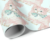 Vintages/Retro rosa Kätzchen Geschenkpapier (Rolleneckpunkt)