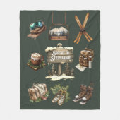 Vintages Retro-Rustikales Skiparadies Outdoorsy Gr Fleecedecke (Vorderseite)