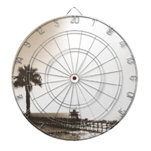 Vintages Retro san clemente pier california sepia Dartscheibe