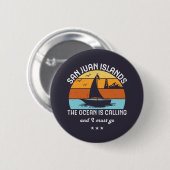 Vintages Retro San Juan Islands Segeln Button (Vorne & Hinten)