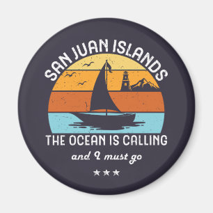 Vintages Retro San Juan Islands Segeln Magnet