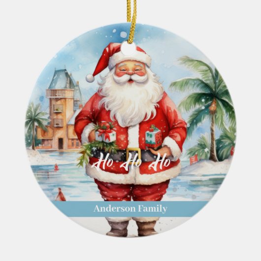 Vintages Retro Santa Claus Hawaii Keramik Ornament (Vorne)