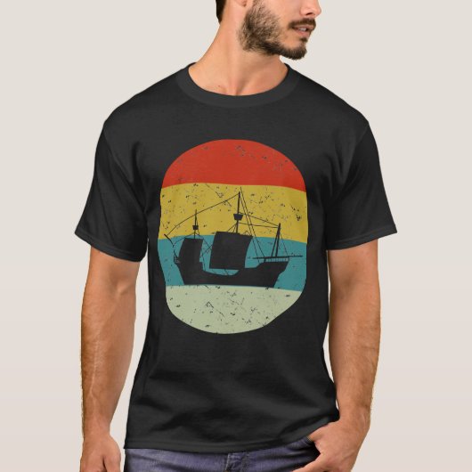 Vintages Retro-Schiff T-Shirt (Vorderseite)