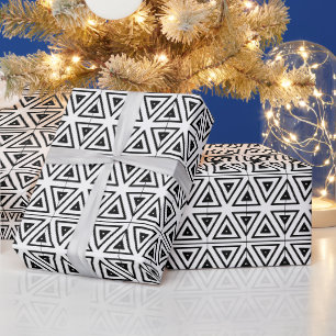 Vintages Retro-Schwarz-weißes tribales geometrisch Geschenkpapier