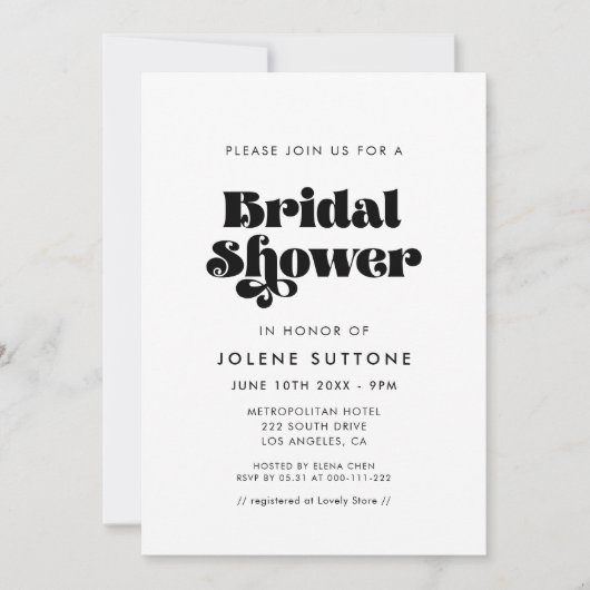 Vintages Retro-Script-Brautparty Einladung (Vorderseite)