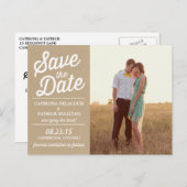Vintages Retro-Script-Foto Save the Date Postkarte (Vorne/Hinten)