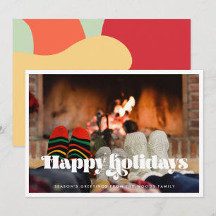 Vintages Retro Script Happy Holidays Foto Feiertagskarte