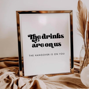 Vintages Retro Script Hochzeit Open Bar sign Poster
